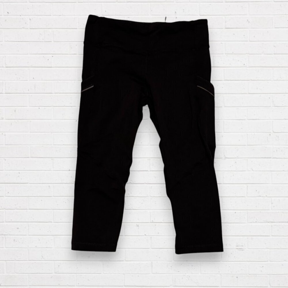 LULULEMON Run Mod Moves Crop Black Leggings Yoga Pants 4